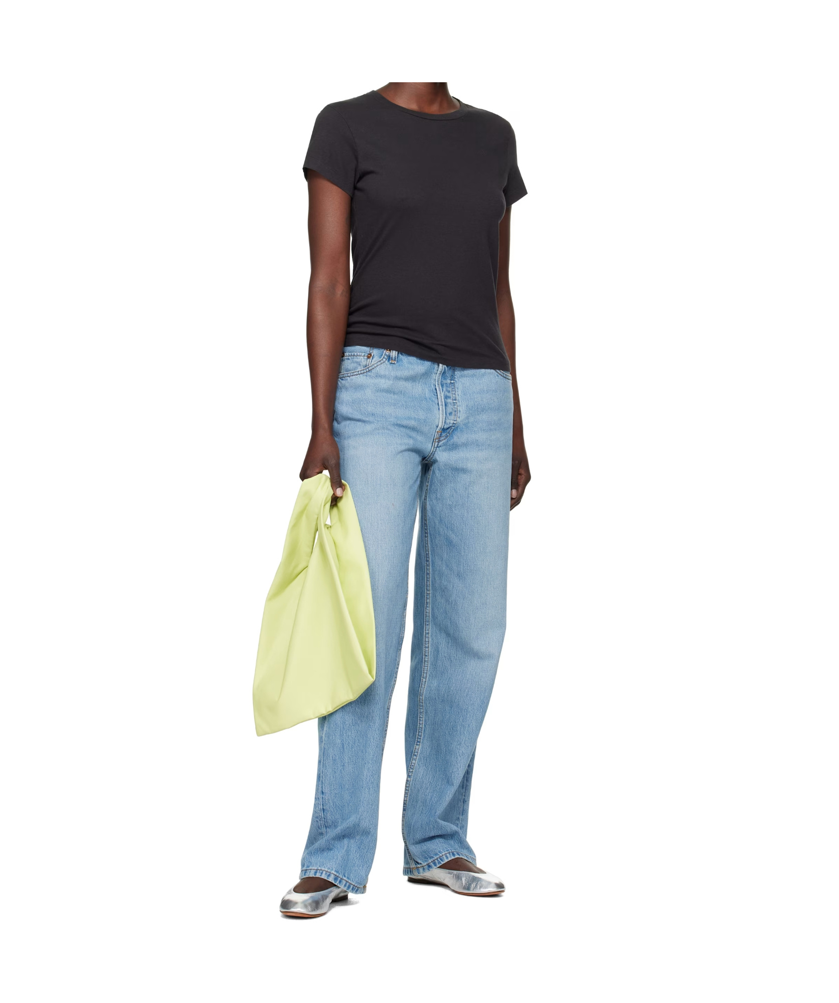 Re/done X Hanes Short-sleeved T-shirt In Washed Black