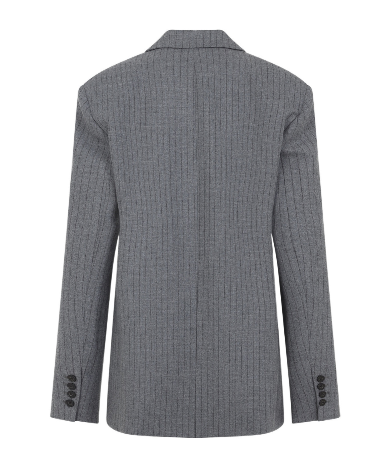 The Frankie Shop Double-breasted Pinstripe Blazer With Wide Lapels In Gray