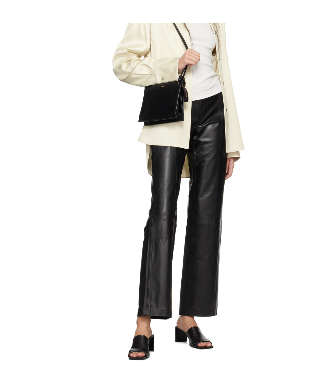 St Agni Black Straight-leg Leather Pants