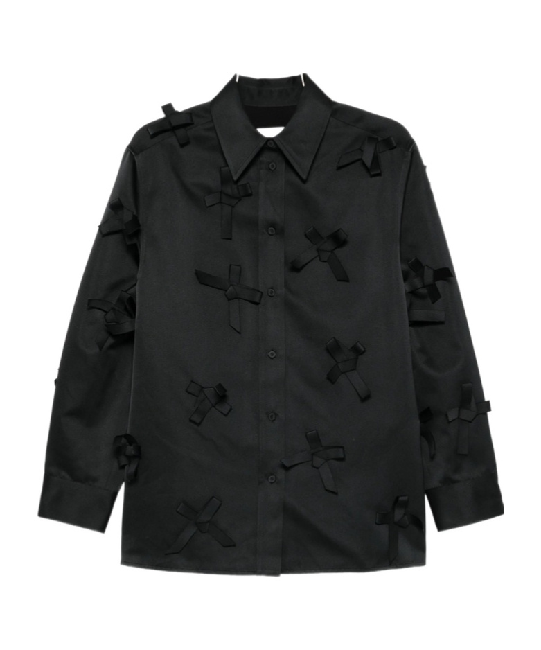 Jil Sander Bow Embellished Button-down Shirt In Black