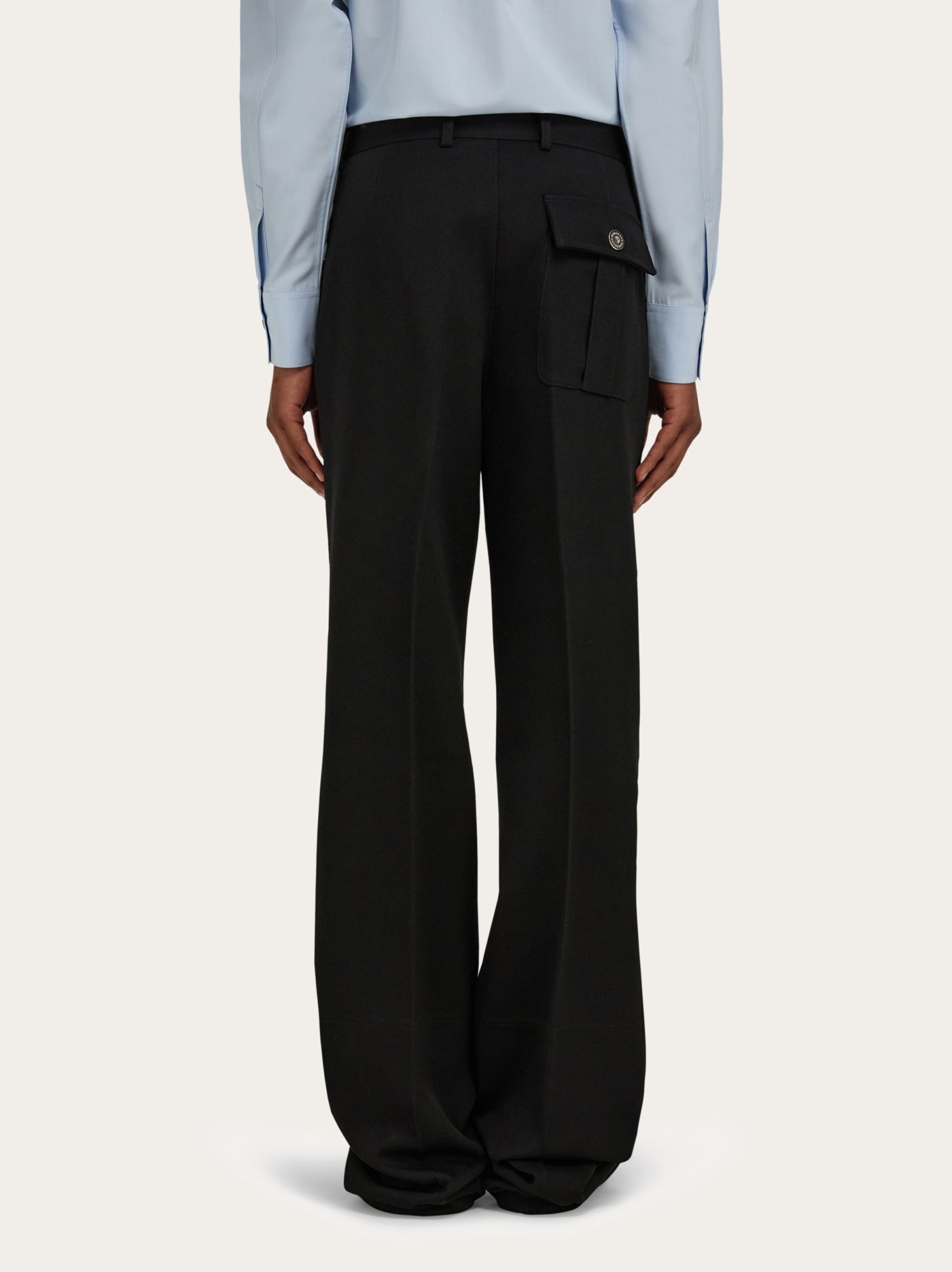 Ferragamo Belt-loop Wool Casual Pants In Black