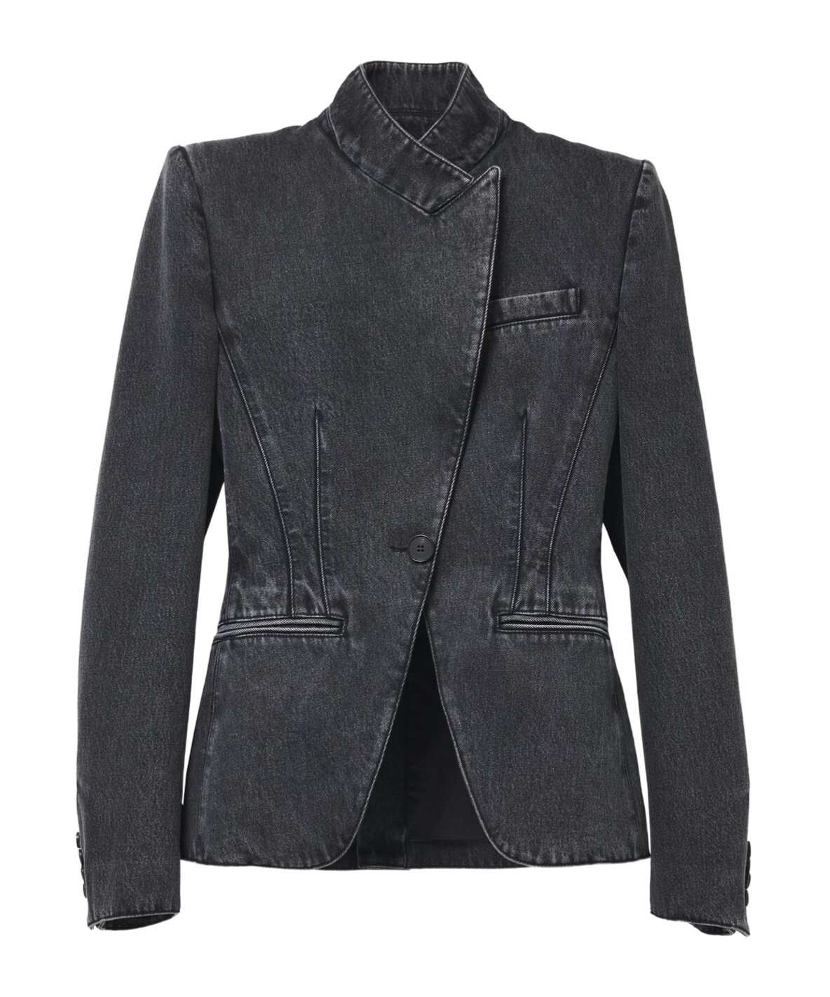 Alexander Mcqueen Twisted Stitching Denim Jacket In Black
