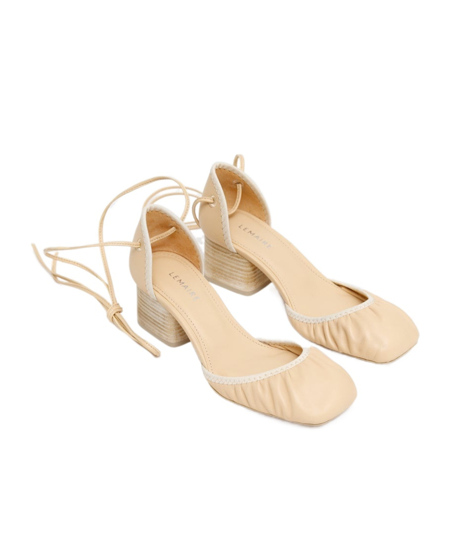 Lemaire Yellow Micro Ballerina 55 Heels In Nude