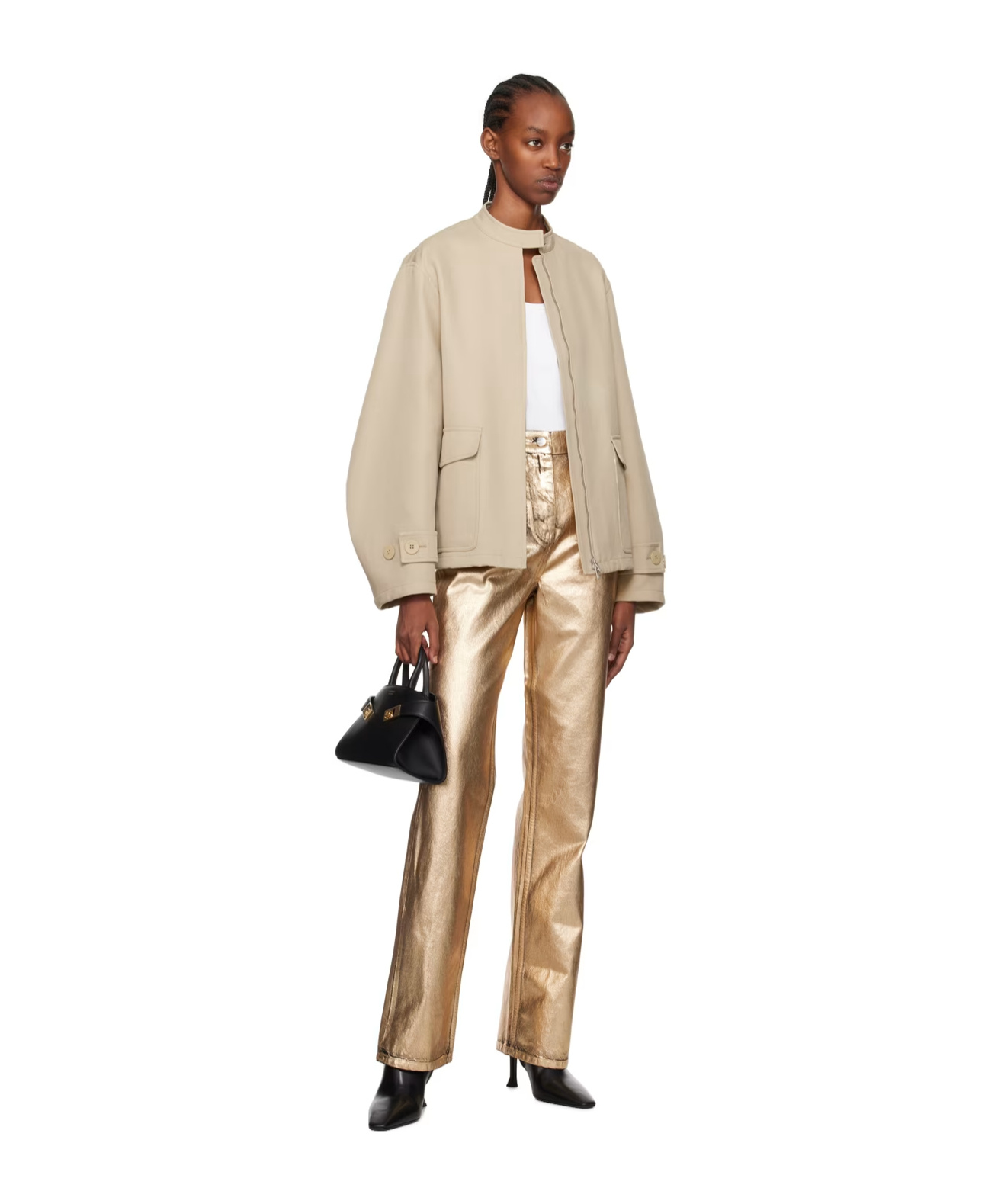 Ferragamo Jacket With A Stand-neck Zipper In Gray
