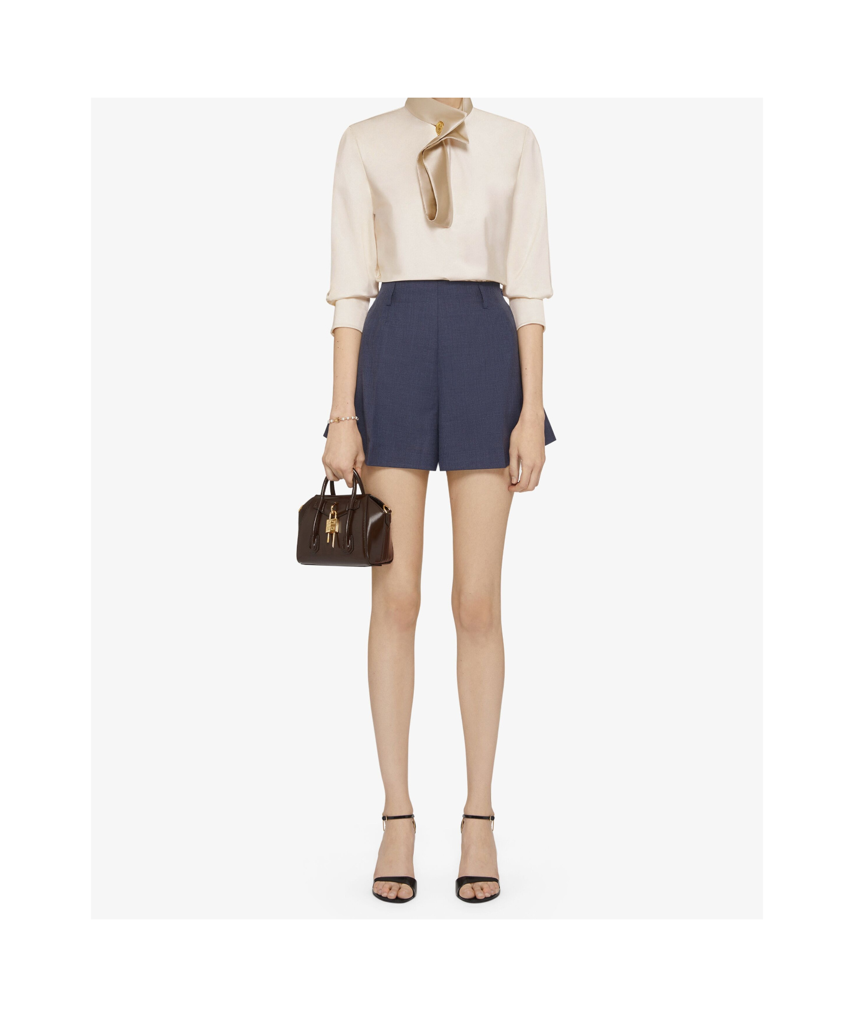 Givenchy Blouse In Satin With Buttoned Collar In Ivory