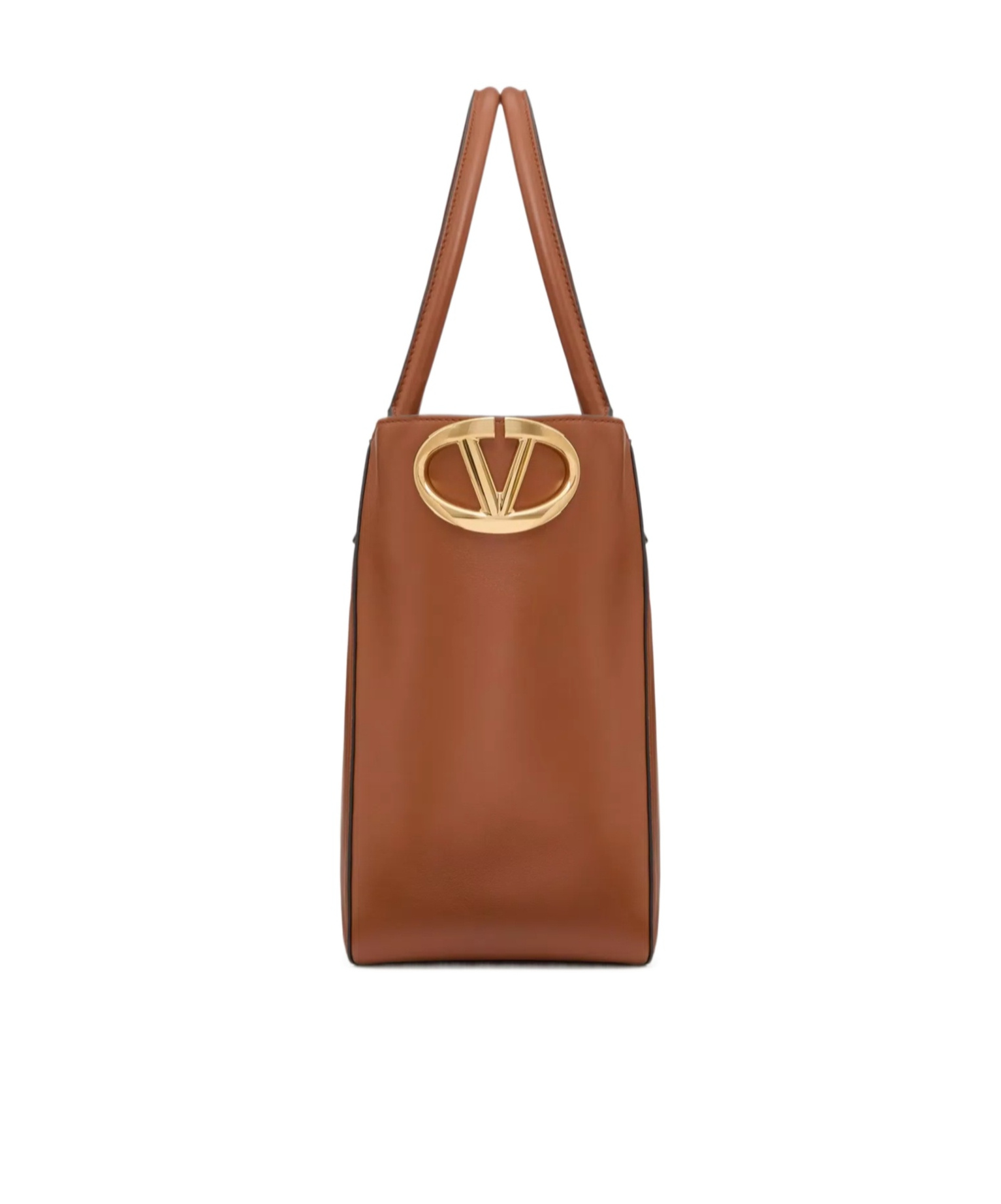 Valentino Vlogo Side Shopping Tote Bag In Nappa Calfskin Leather In Brown