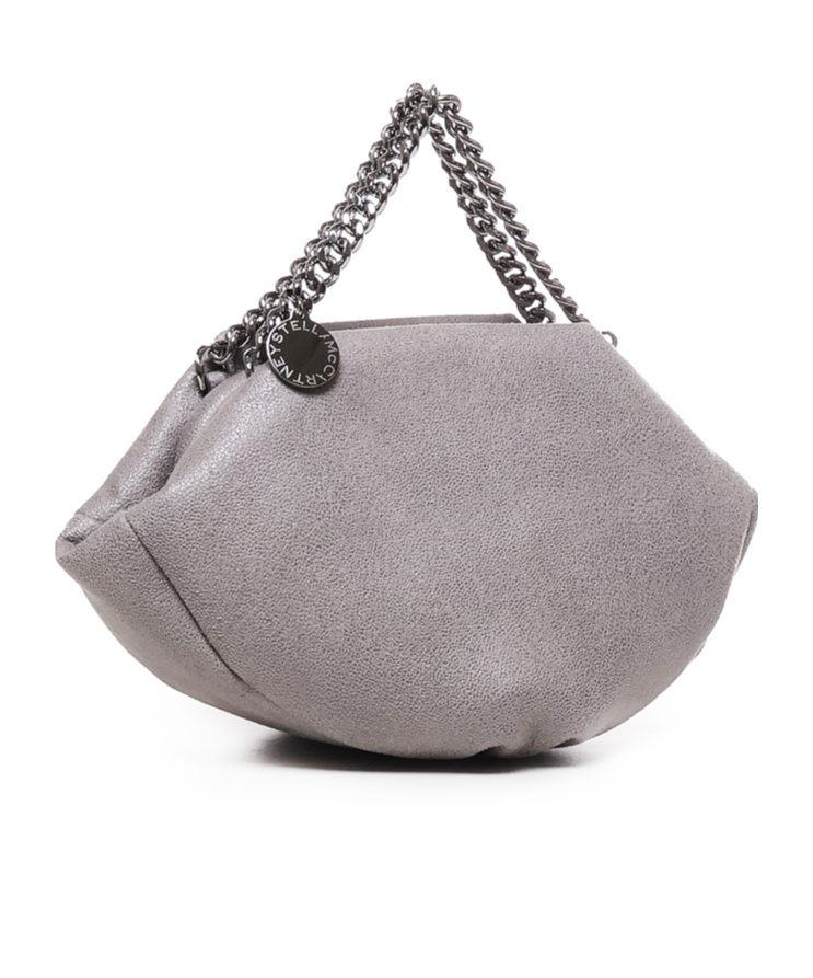 Stella Mccartney Falabella Double-chain Handle Shaggy Deer Bag In Gray