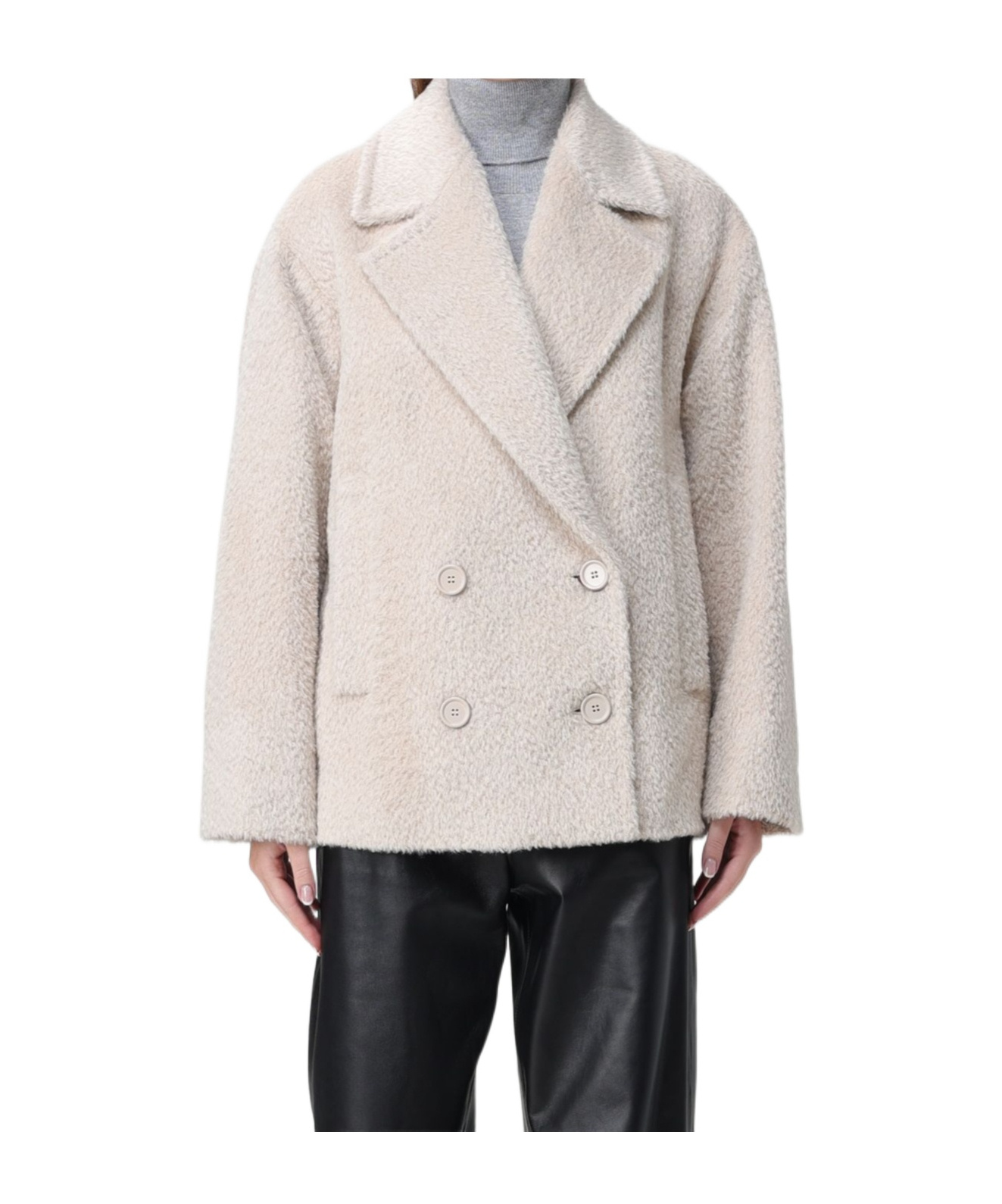 Max Mara Long-sleeved Short Coat In White