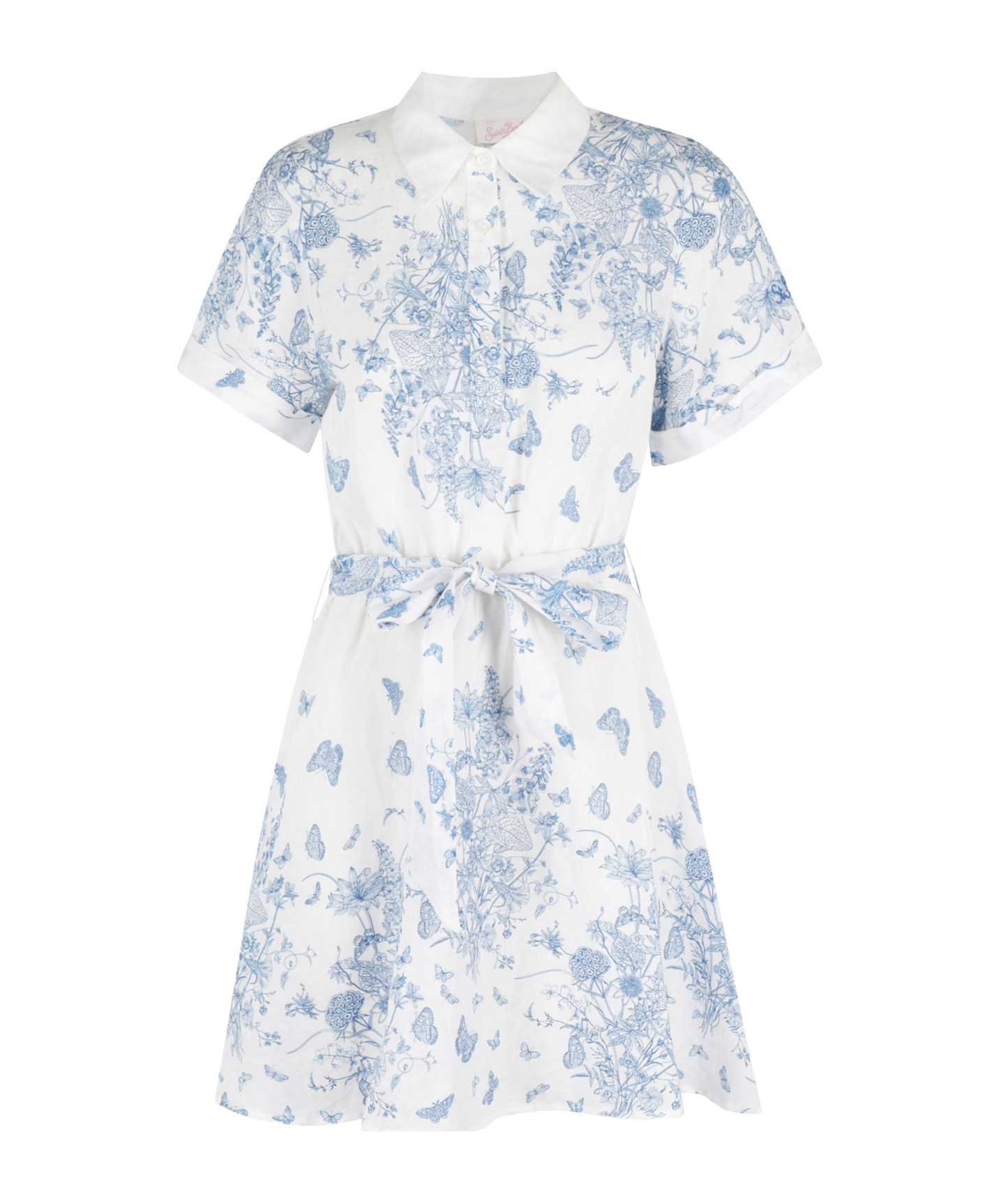 Mc2 Saint Barth Joseline Mini Dress With Floral Print In Blue