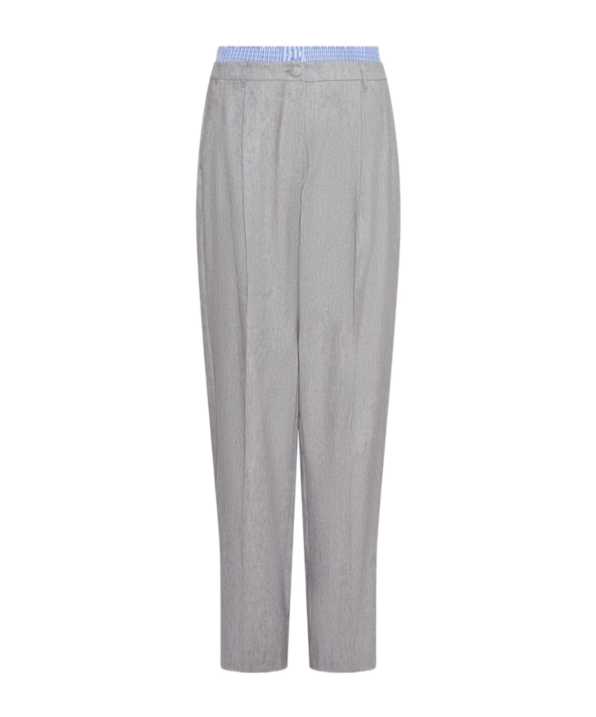 Marella Stretch Linen-blend Trousers In Gray