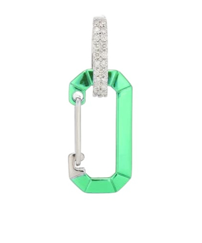 Eéra Chiara 18kt White Gold And Diamond Single Earring In Green