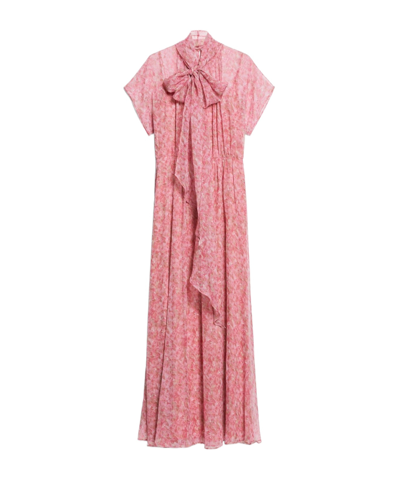 Max Mara Pleated Print Dress In Pink