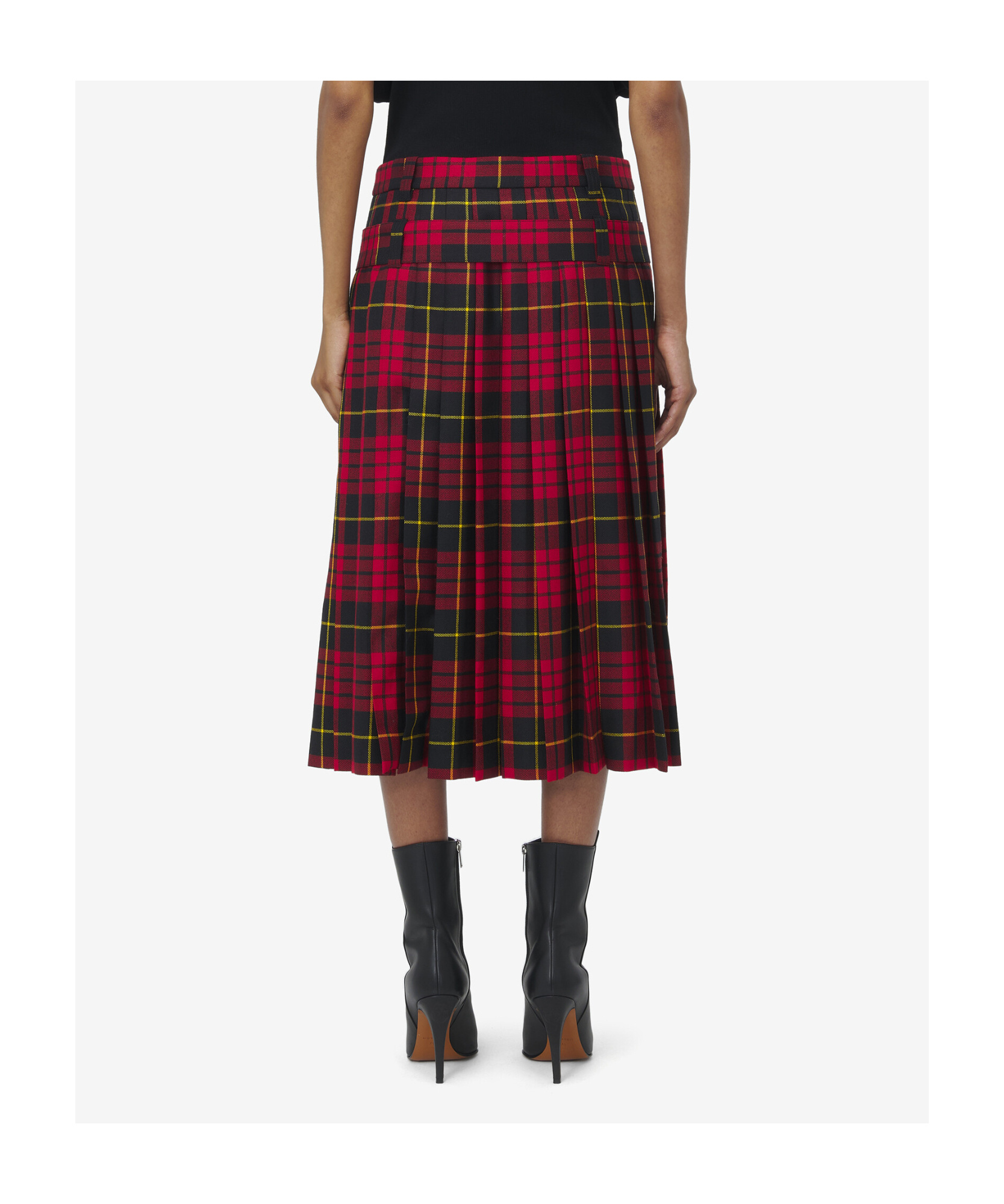 Alexander Mcqueen Pleated Plaid Mid-length Skirt In Black
