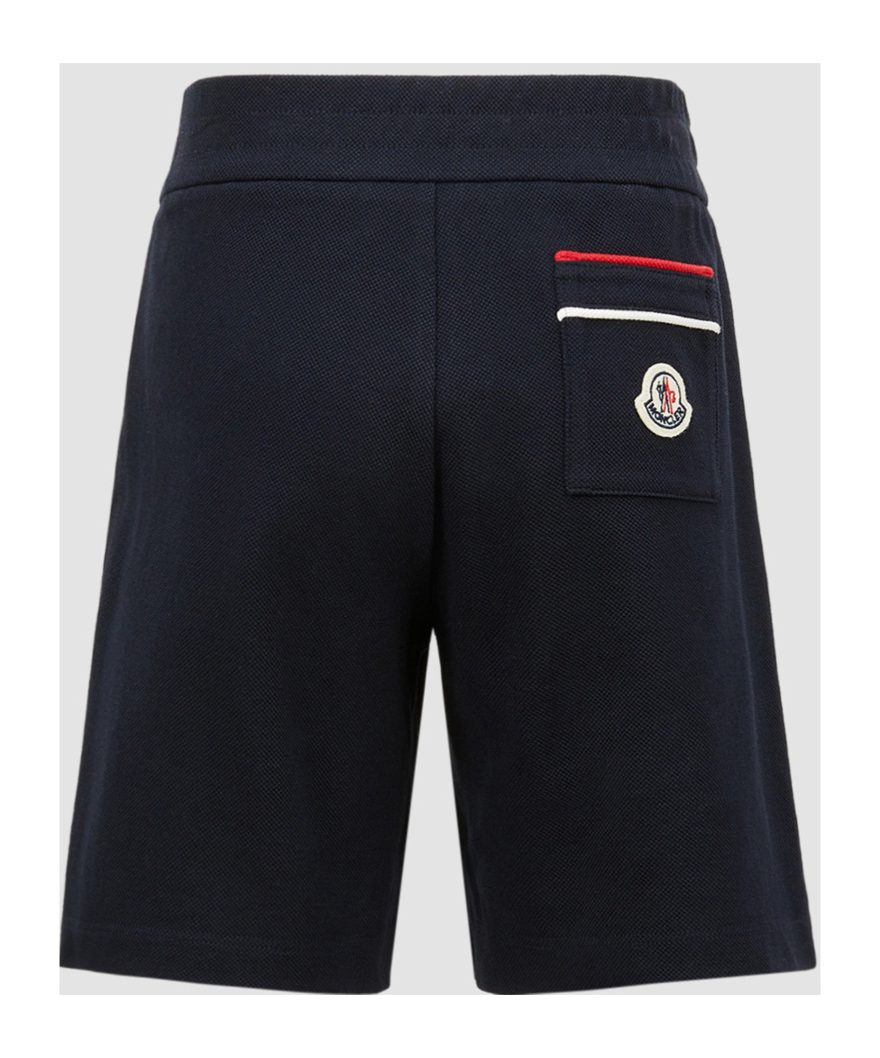 Moncler Tricolour-trimmed Cotton Piquet Shorts In Navy Blue