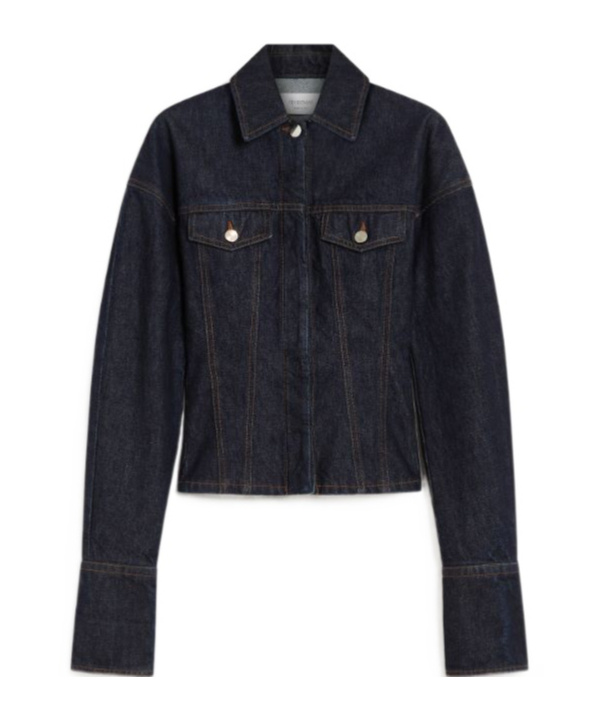 Sportmax Denim Fitted-waist Jacket In Black