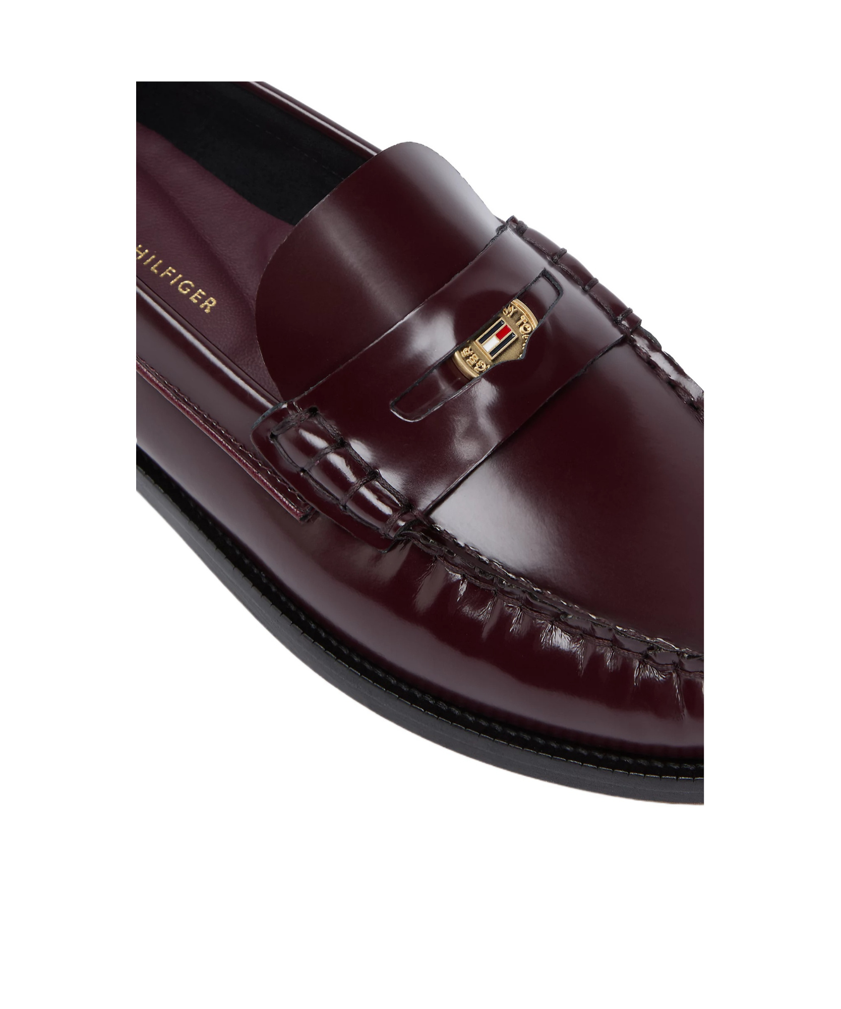 Tommy Hilfiger Patent Leather Cushioned Loafers In Brown