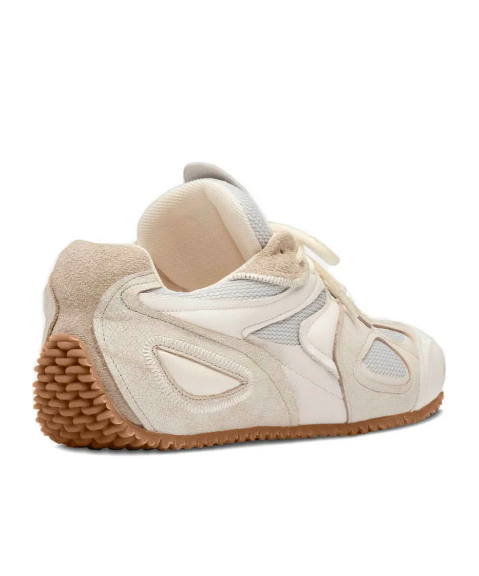 Axel Arigato Slow Runner White And Beige Sneaker With Mesh Inserts And Grooved Sole In Leather And Fabric Man In White