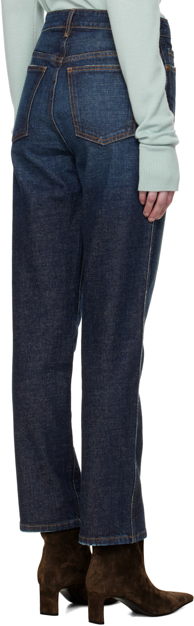 Khaite Abigail High Rise Straight Jeans In Blue