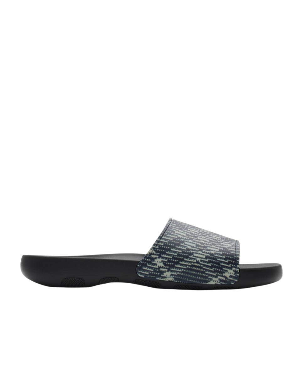 Burberry Patterned Strap Open Toe Rubber Sandals In Black
