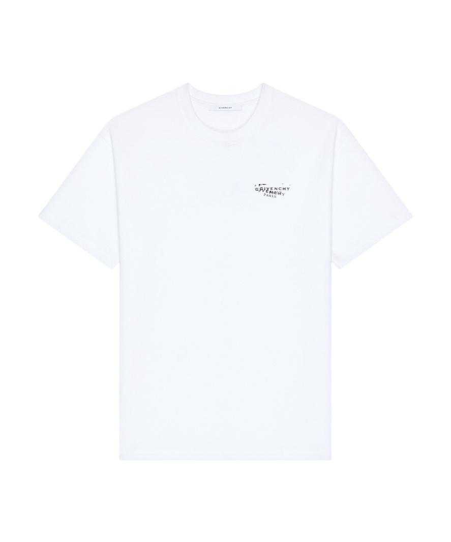 Givenchy Men White Crew Neck T-shirt With Logo On Front And Back In Cotton Man In White
