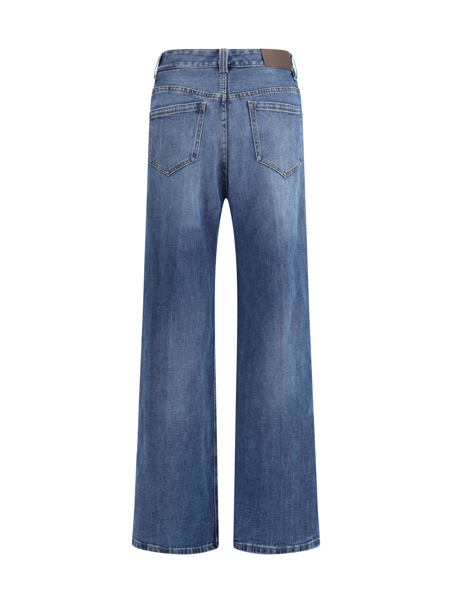 Brunello Cucinelli Blue Jeans With Logo Patch On The Rear And Faded Effect In Multi