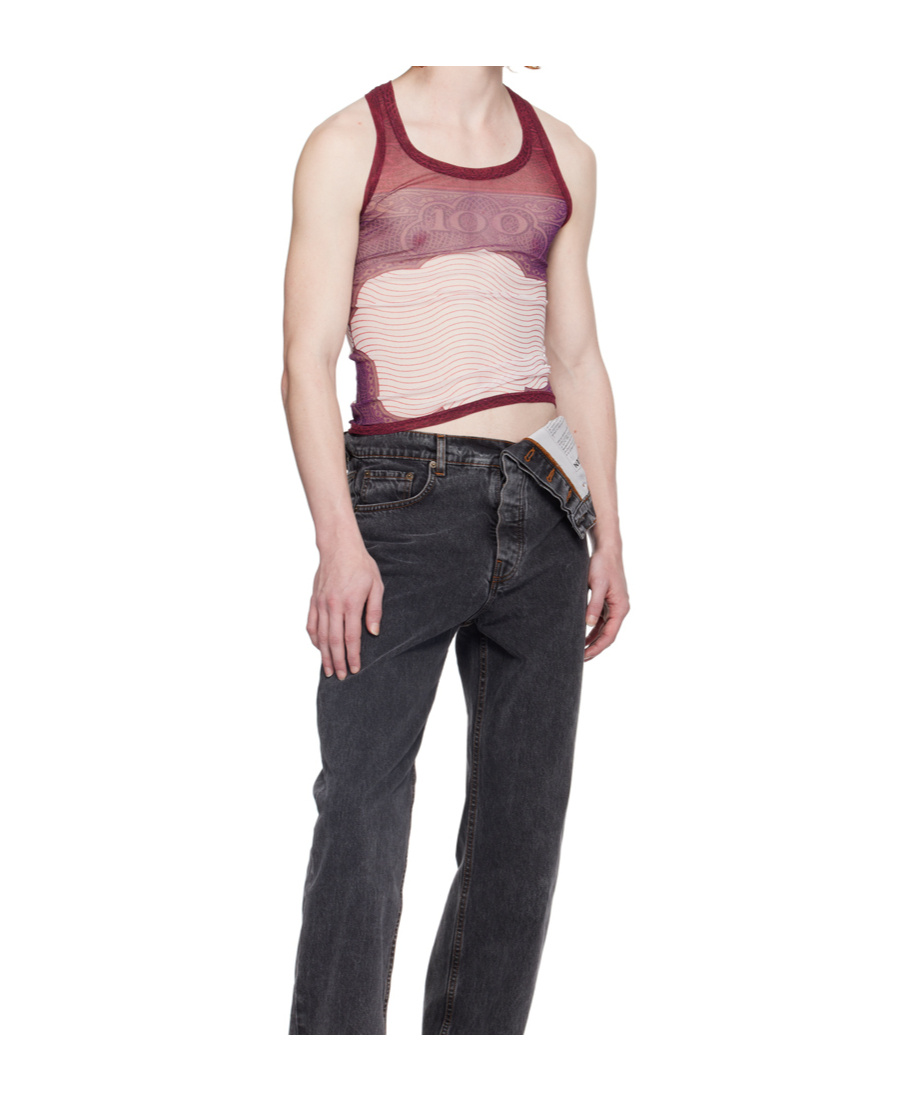 Jean Paul Gaultier Number-print Mesh Tank Top