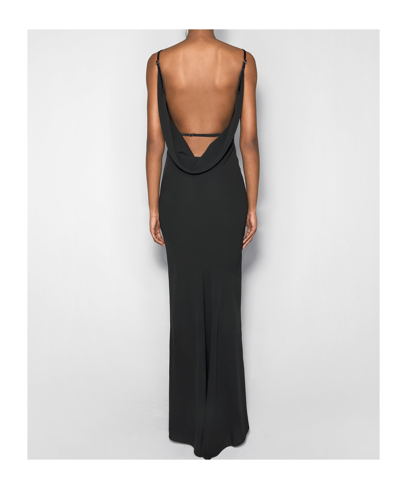 Mugler Harness Crepe Gown In Black