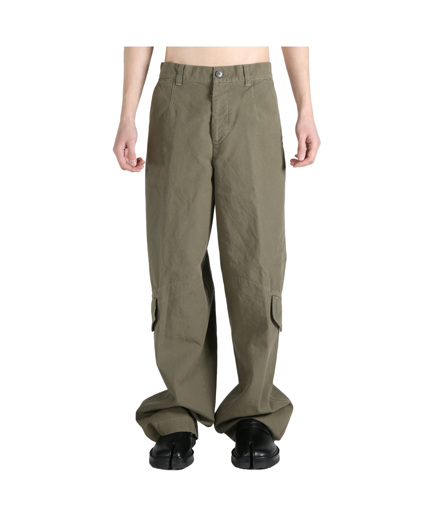 Dries Van Noten Loose Fit Wide Leg Pant In Khaki In Green