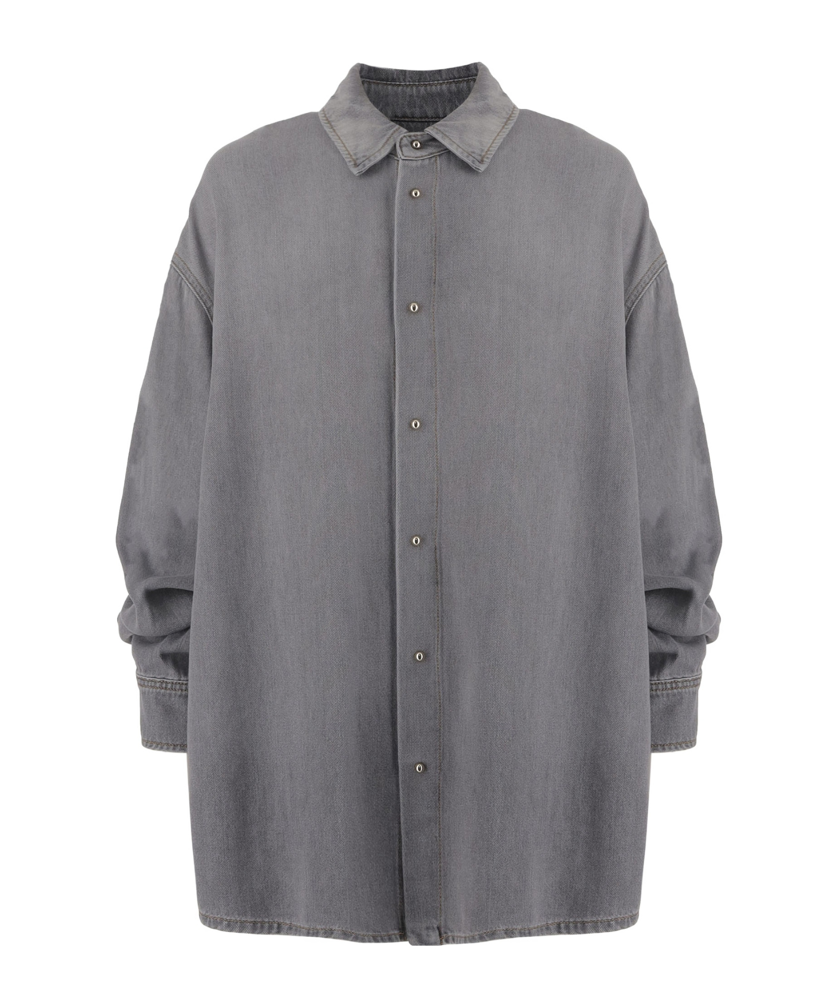 Darkpark Casual Denim Shirt Adjustable Cuffs In Gray