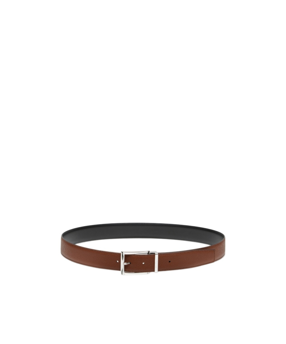 Ferragamo Rectangular Buckle Double-sided Belt In Brown