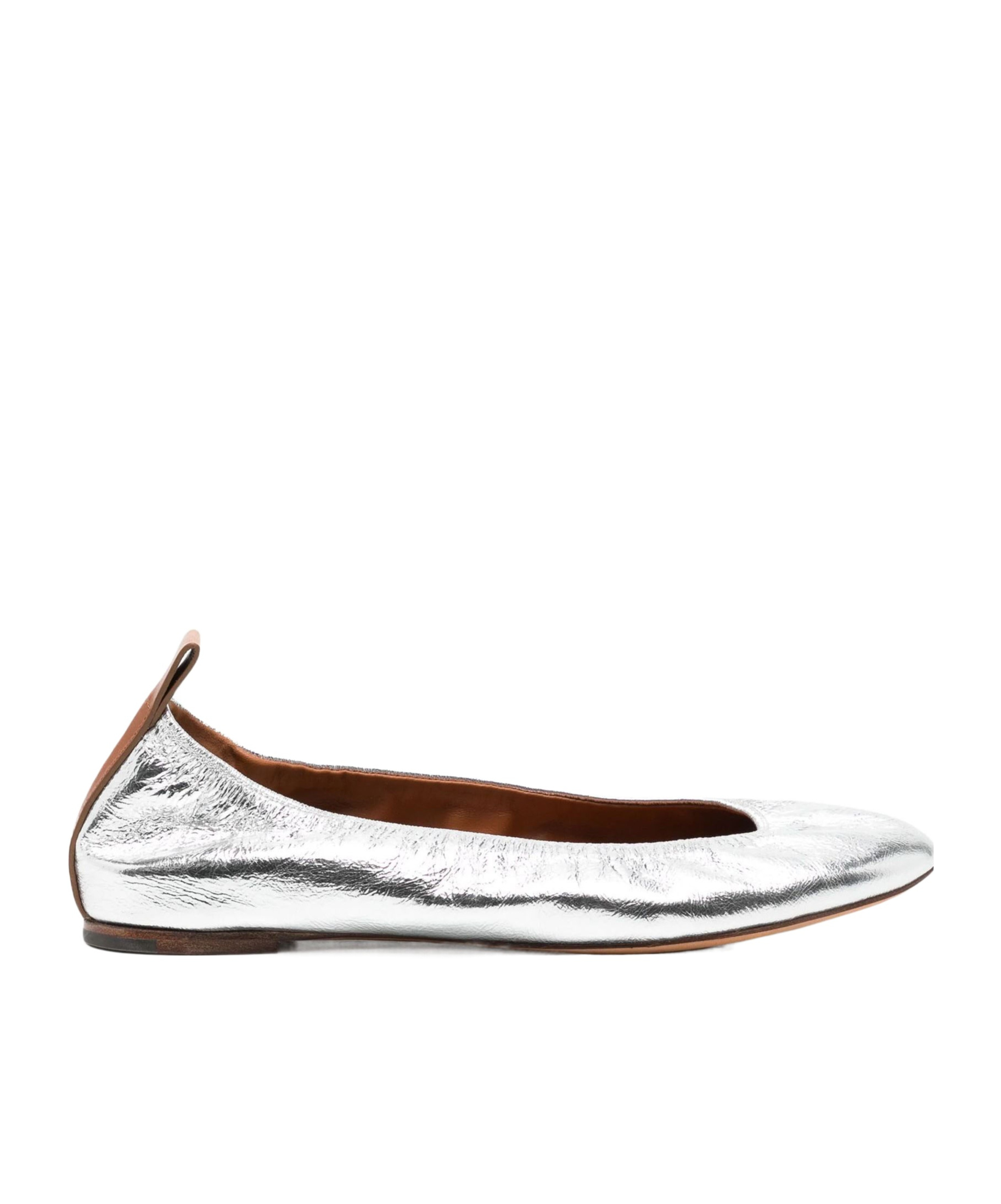 Lanvin Silver Leather Ballet Shoes In White