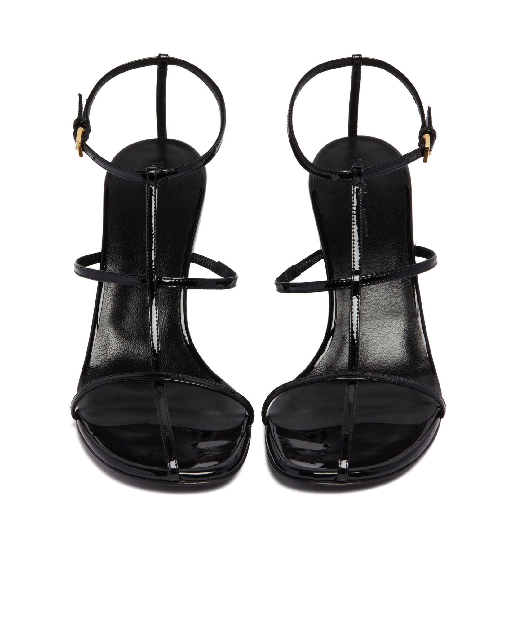 Khaite Black Leather Loop Sandals In Black