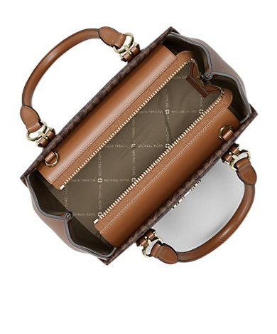 Michael Kors Marilyn Small Signature Logo Messenger Bag In Brown