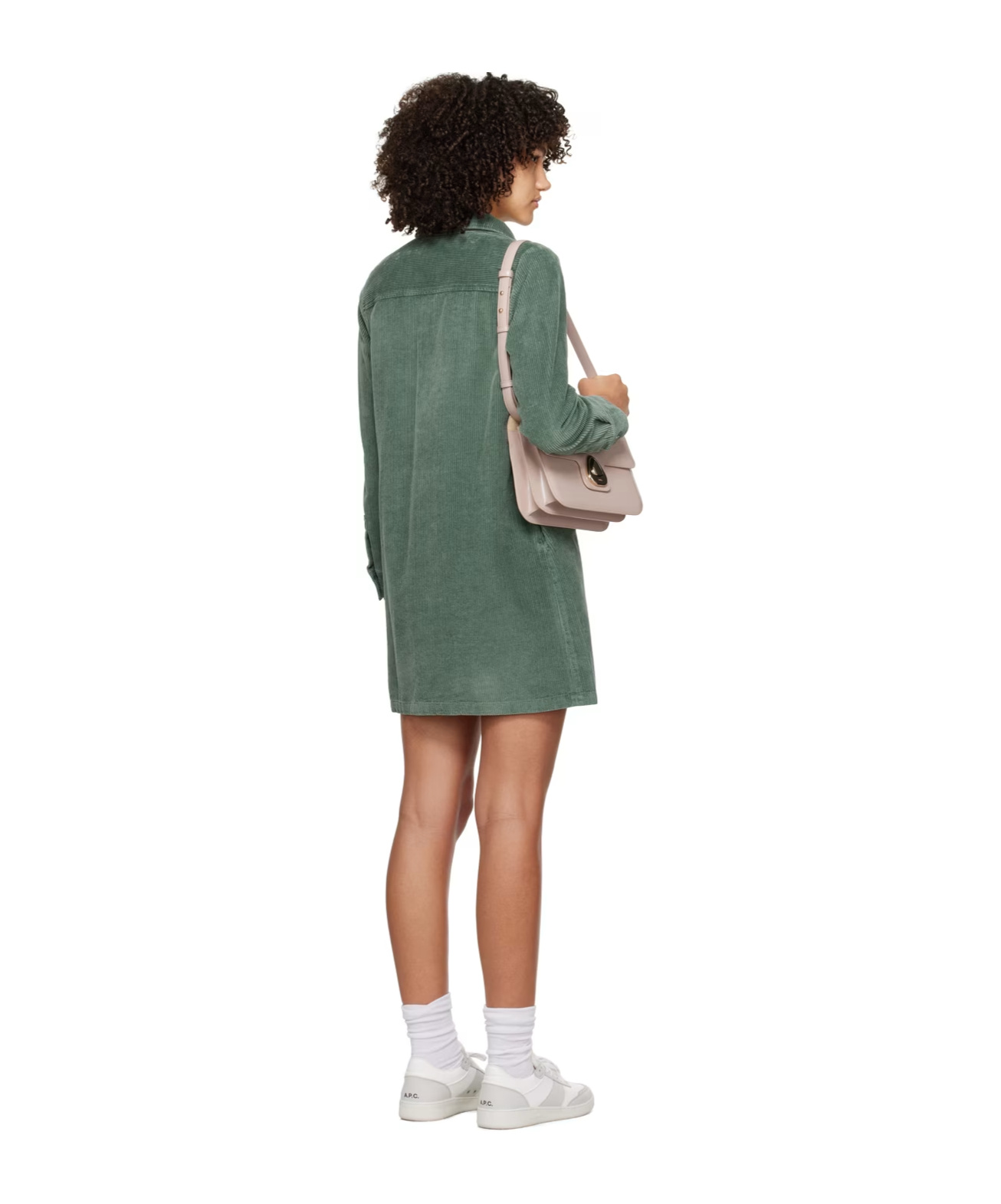 Apc Short Lapel Dress In Green