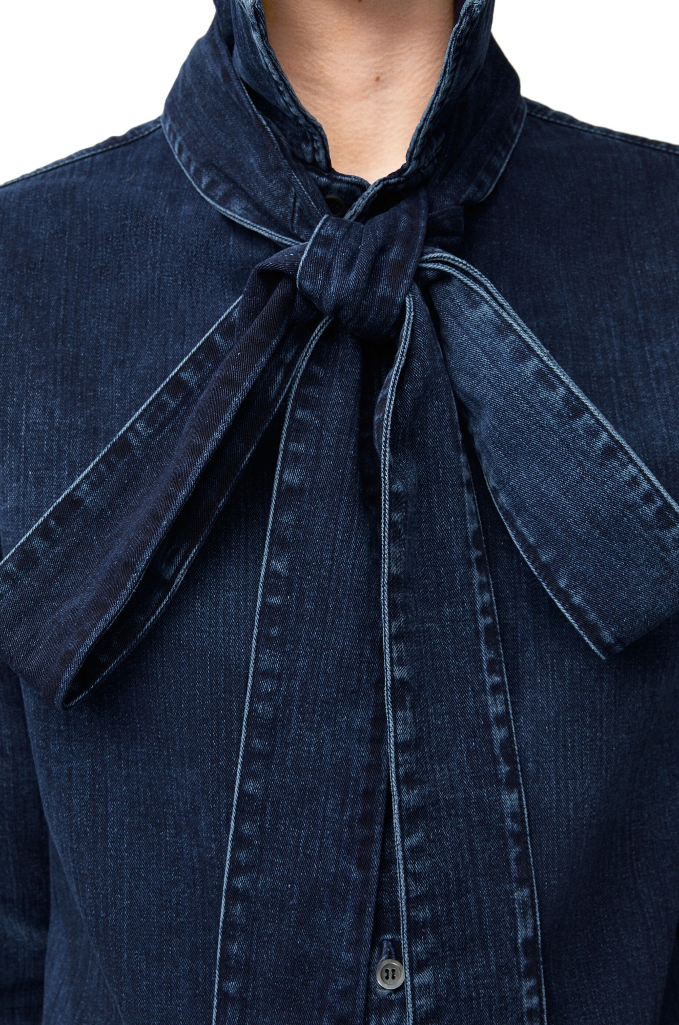 Loewe Bow Denim Shirt In Black