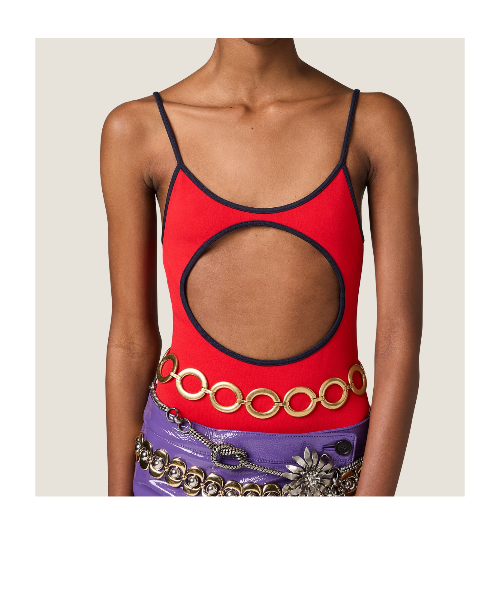 Miu Miu Leather And Metal Belt In Gold