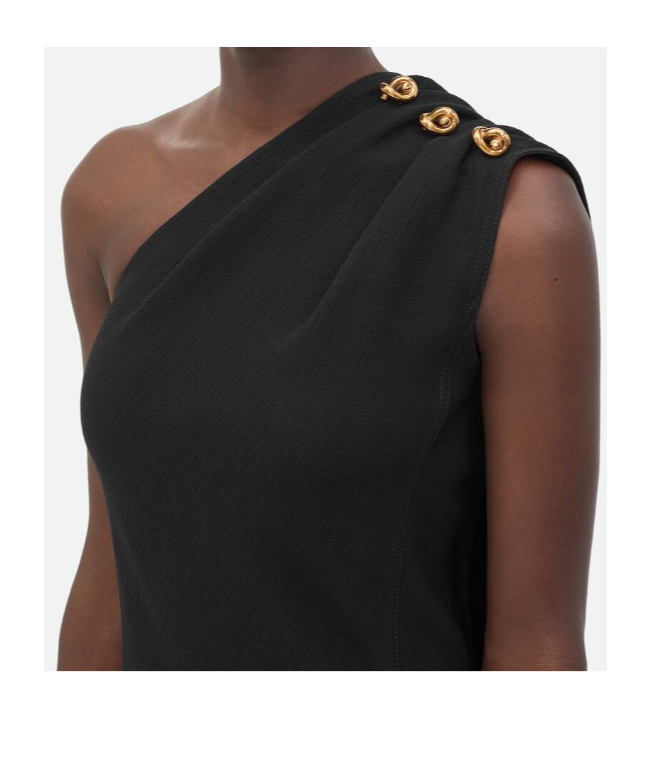 Shop Bottega Veneta Wool Viscose Crepe Dress In Black