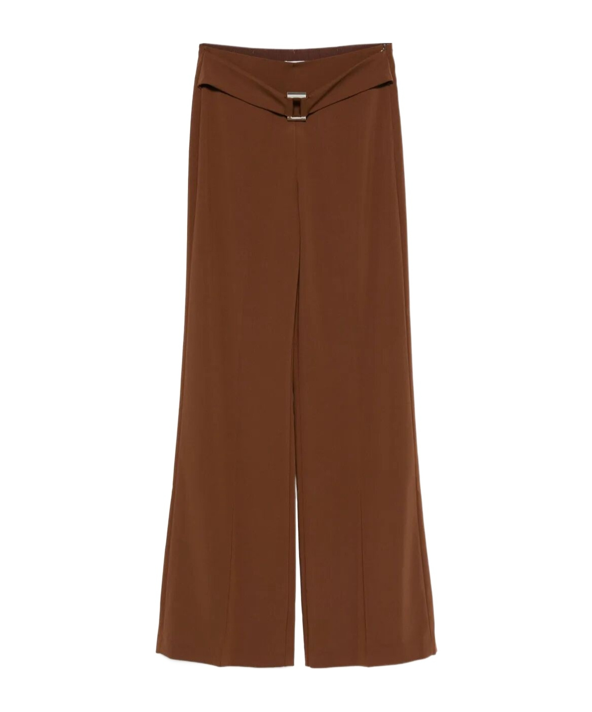 Patrizia Pepe Buckle-fastening Wide-leg Trousers In Brown