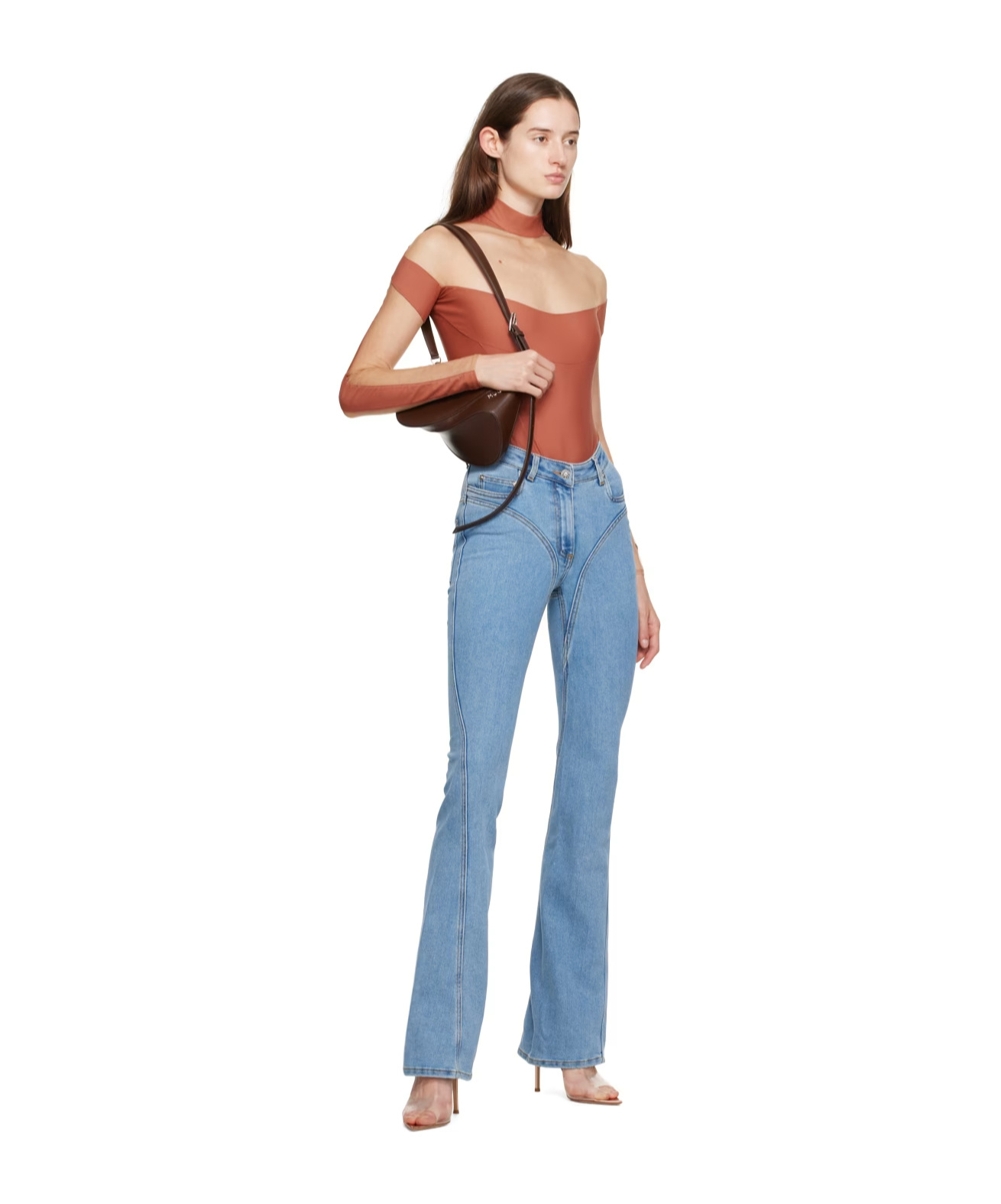 Mugler Small High-neck Zipper One-piece In Multicolor