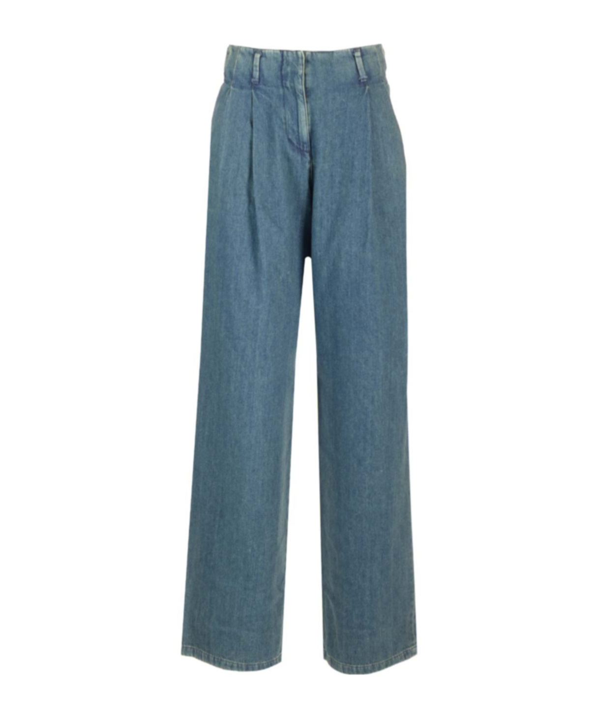 Shop Golden Goose Womens Blue Cotton Pleated Pants