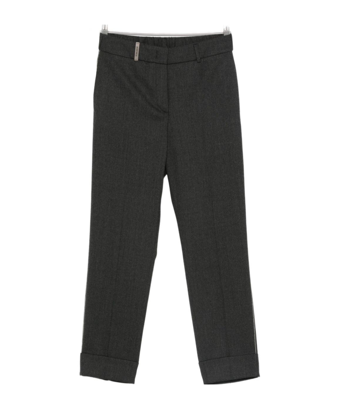 Peserico Heathered Gray Cropped Trousers With Tailored Fit In Black