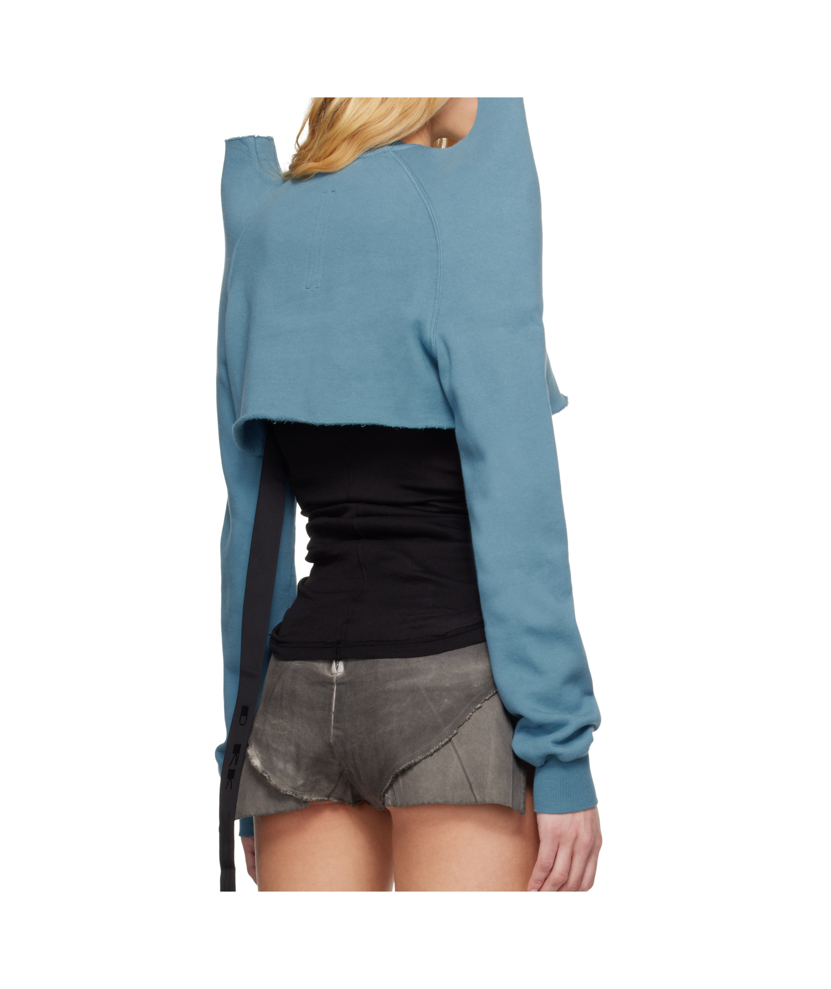 Rick Owens Drkshdw Blue Hollywood Cropped Tecsweat Sweatshirt In Toothpaste