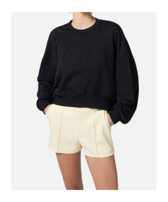 Elisabetta Franchi Maxi Logo Embossed Sweatshirt In Black