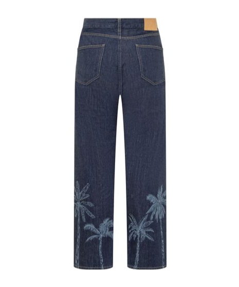 Alanui Graphic-print Cotton Straight-leg Jeans In Black