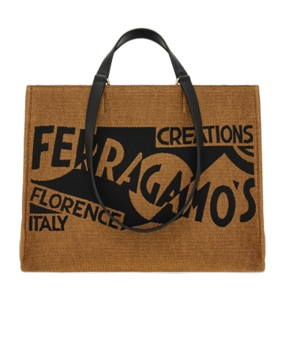 Shop Ferragamo Tote Bag With Logo In Brown