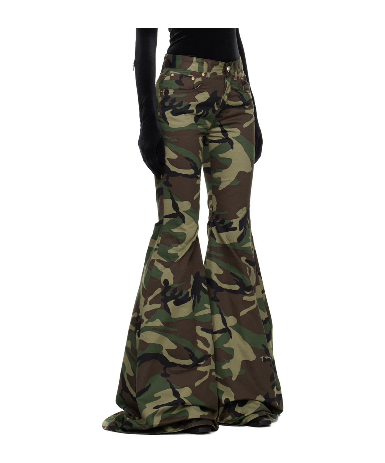 Vetements Green Flared Trousers In Black