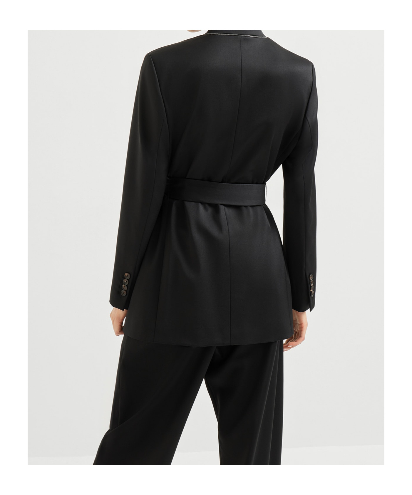 Brunello Cucinelli Belted Wrap Blazer In Black