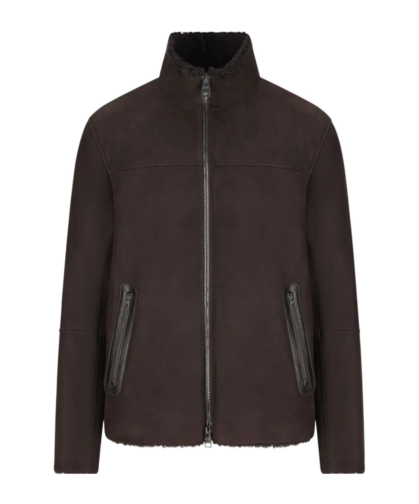 Herno Jacket In Lamb Shearling In Brown
