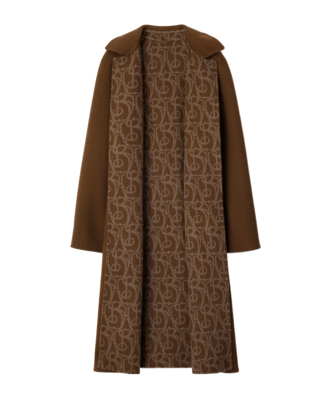 Burberry Wool-cashmere Belted Long Coat With Monogram Interior In Brown