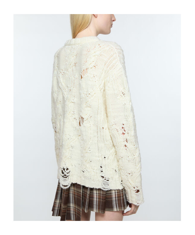 Acne Studios Distressed Chunky-knit Jumper In White